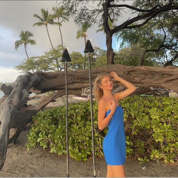 Blue strapless mini dress - Picture 3 of 4